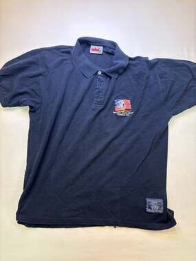 Vintage United Kennedy Space Center Florida USA Navy Blue Polo Shirt XL